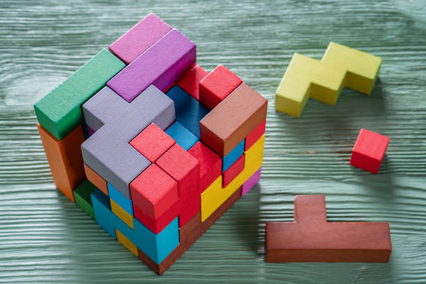 istock Concept of decision making process, creative, logical thinking. Geometric shapes in different colors. Logical tasks. Conundrum. 1064042774