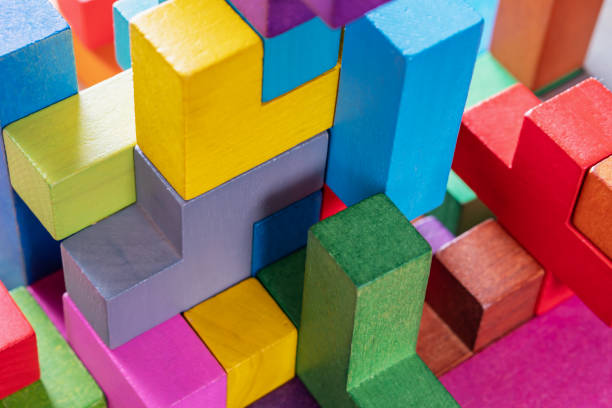 istock Geometric shapes on a wooden background, close-up. 1064042790