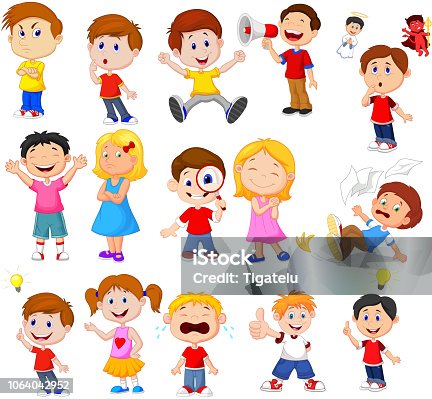 istock Cartoon kids with different expression 1064042952