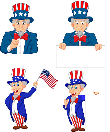 Bande Dessinée Illustration Doncle Sam Collection Ensemble Vecteurs