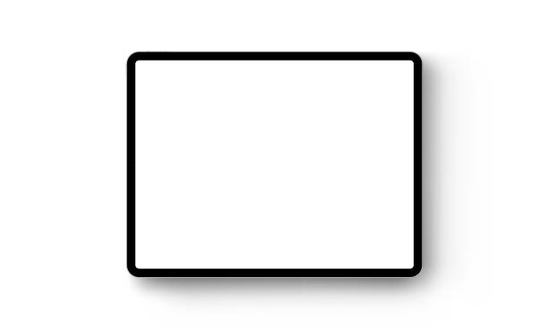 czarny tablet komputer poziomy makieta w górę - widok z przodu - the new ipad stock illustrations