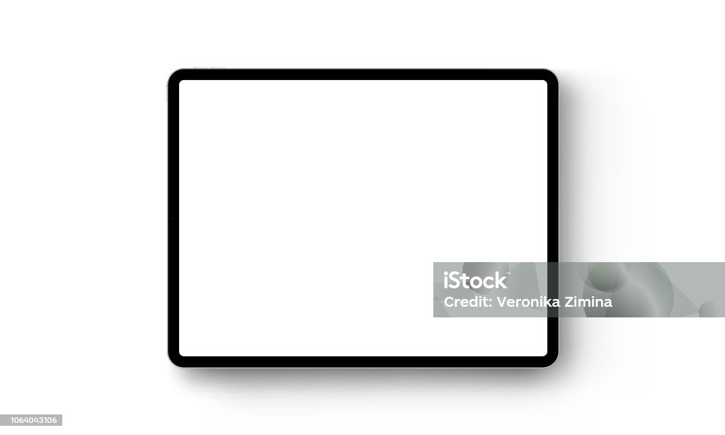 Black tablet computer horizontal mock up - front view Black tablet computer horizontal mock up - front view. Vector illustration Digital Tablet stock vector