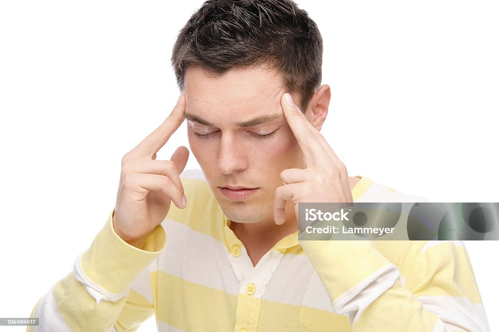 Mann mit Kopf weh tut - Lizenzfrei Betrachtung Stock-Foto