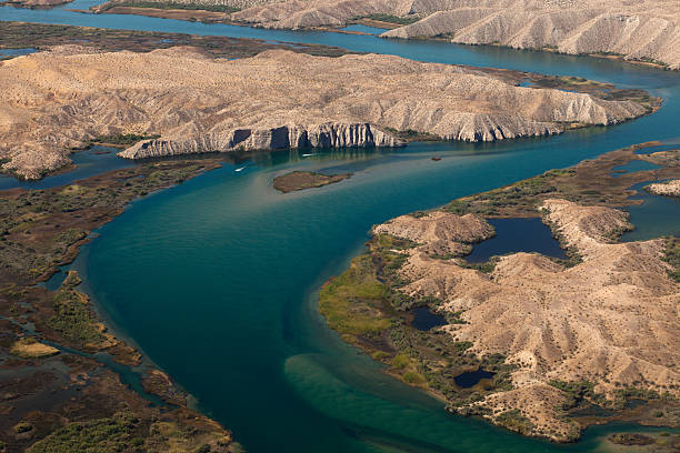 Lake Havasu Aerial photo over lake Havasu Arizona. havasu falls stock pictures, royalty-free photos & images