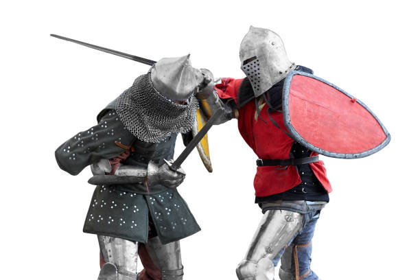 Two knights  compete in a tournament. Two knights  compete in a tournament. Isolated on white background. slavic culture photos stock pictures, royalty-free photos & images