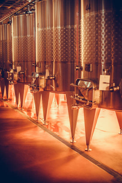istock Steel tanks in a wine cellar 1064059174