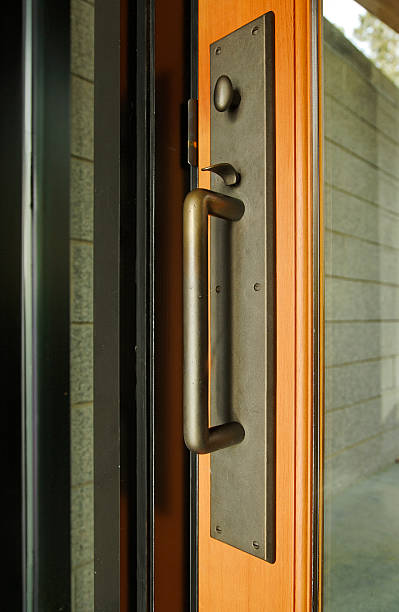 istock Glass Front Door With metal Handle 106406003