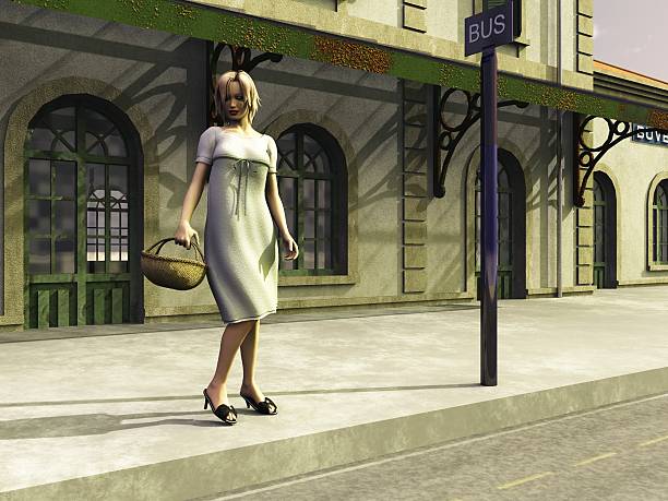 istock Girl waiting at bus stop 106406174