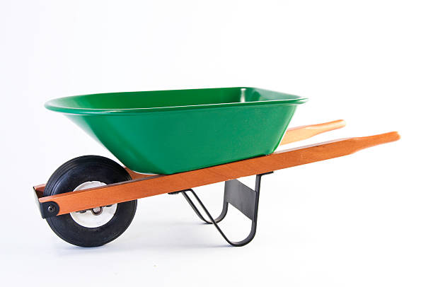istock Side view of green wheel barrel 106406381