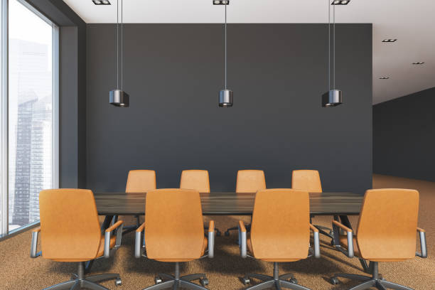 istock Gray modern office meeting room interior 1064066224