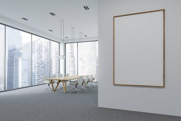 istock White panoramic meeting room interior, poster 1064066420