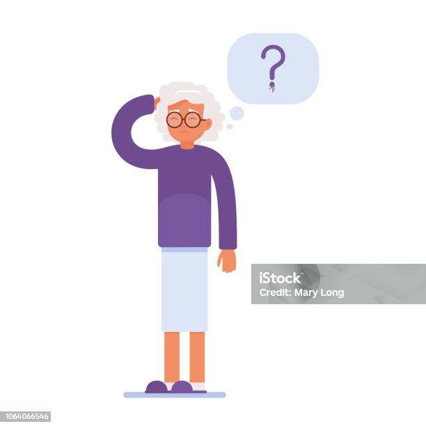An Elderly Person Has Memory Problems Stock Illustration - Download Image Now - Alzheimer's Disease, Senior Adult, Cancer - Illness