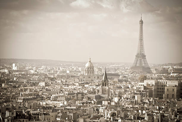 Skyline Paris France with the Eiffel Tower stock photo