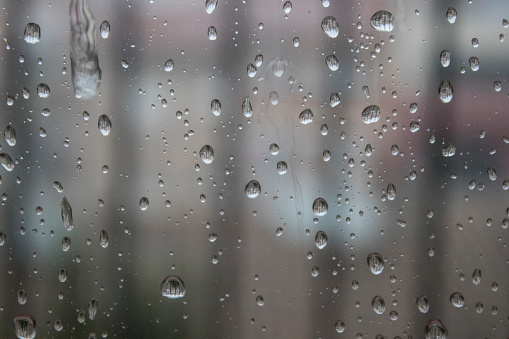 window moistened by rain