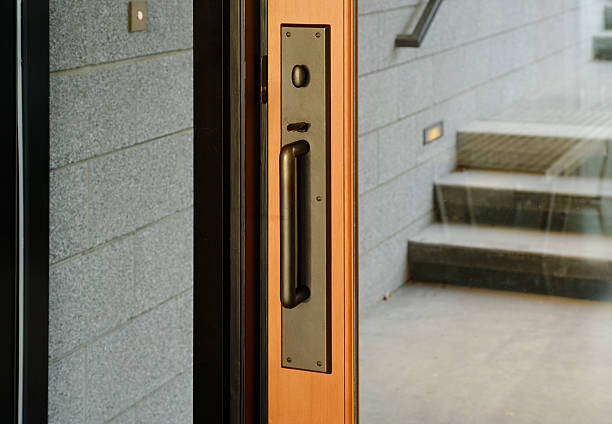 istock Glass Front Door With Metal  Handle 106406981