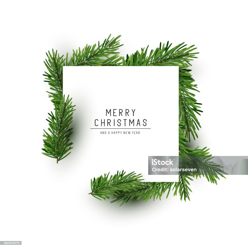 Christmas Square Background Layout A christmas square shaped layout background with fir branches. Vector illustration Christmas stock vector