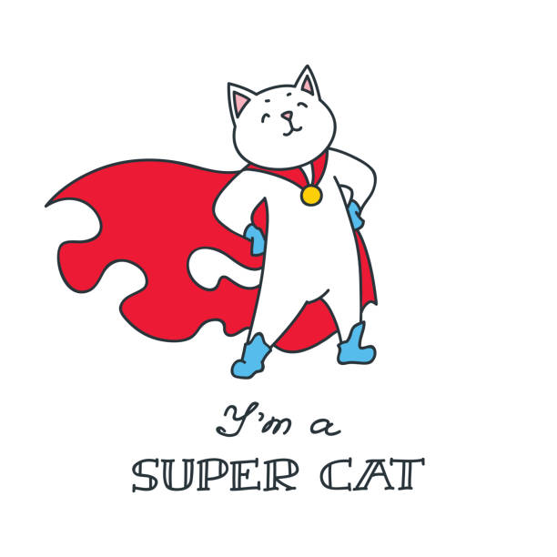 I'm a super cat vector art illustration