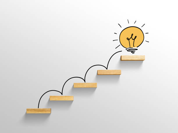 istock light bulb on stairs, increase size, business successful concept 1064086084