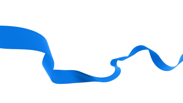 jedwabna niebieska wstążka na białym tle. renderowanie 3d - blue bow ribbon gift zdjęcia i obrazy z banku zdjęć