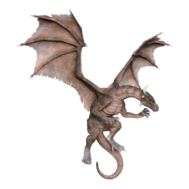 istock 3D illustration fantasy dragon on white 1064091970