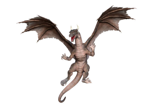 istock 3D illustration fantasy dragon on white 1064092998