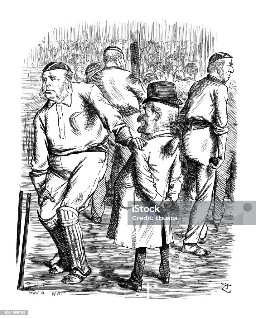 British London satire caricatures comics cartoon illustrations: Cricket Illustration stock illustration