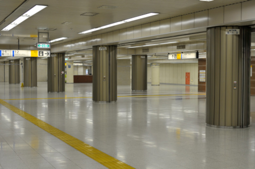 Empty subway station in Tokyo