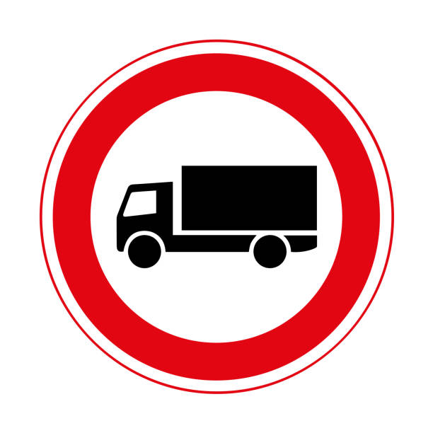 istock road signs vector. traffic sign. No heavy goods vehicles. 1064101568