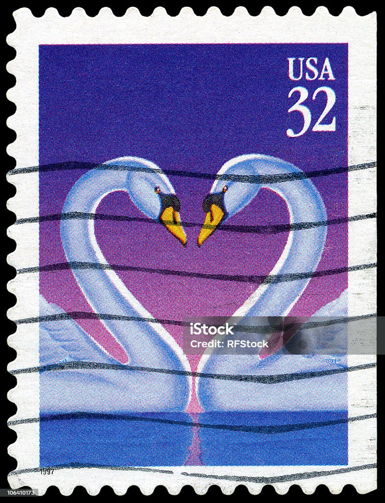 Swan Love Heart Timbre - Photo de Timbre-poste libre de droits