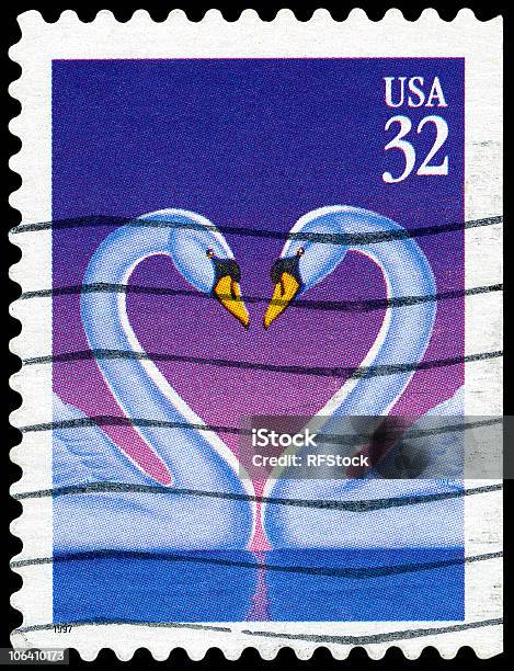 Photo libre de droit de Swan Love Heart Timbre banque d'images et plus d'images libres de droit de Timbre-poste - Timbre-poste, États-Unis, 1997