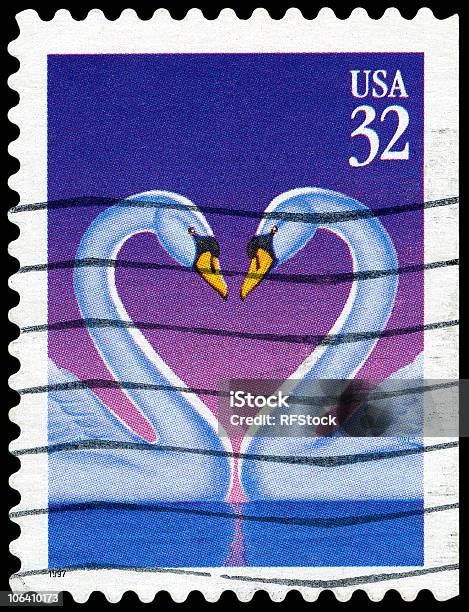 Łabędź Miłość Serca Pieczęć - zdjęcia stockowe i więcej obrazów USA - USA, Znaczek pocztowy, 1997