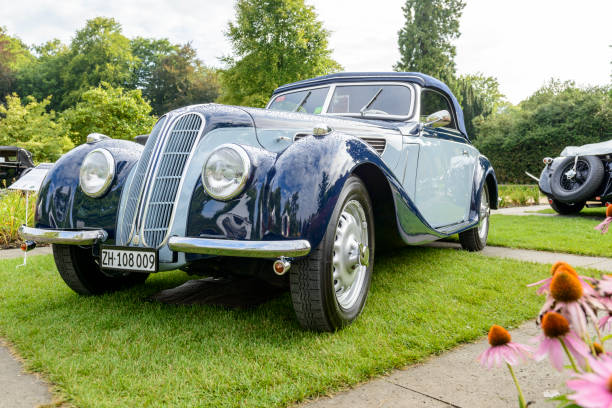 BMW 327 cabrio classic convertible car on display during the 2017 Classic Days event at Schloss Dyck. The BMW 327 was produced by the Bavarian firm between 1937 and 1941 and again produced after 1945.