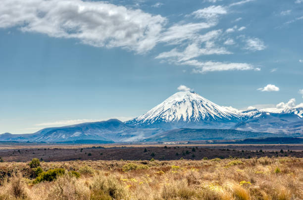 istock Snowy peak of Mount Ngauruhoe  under a blue sky 1064106424