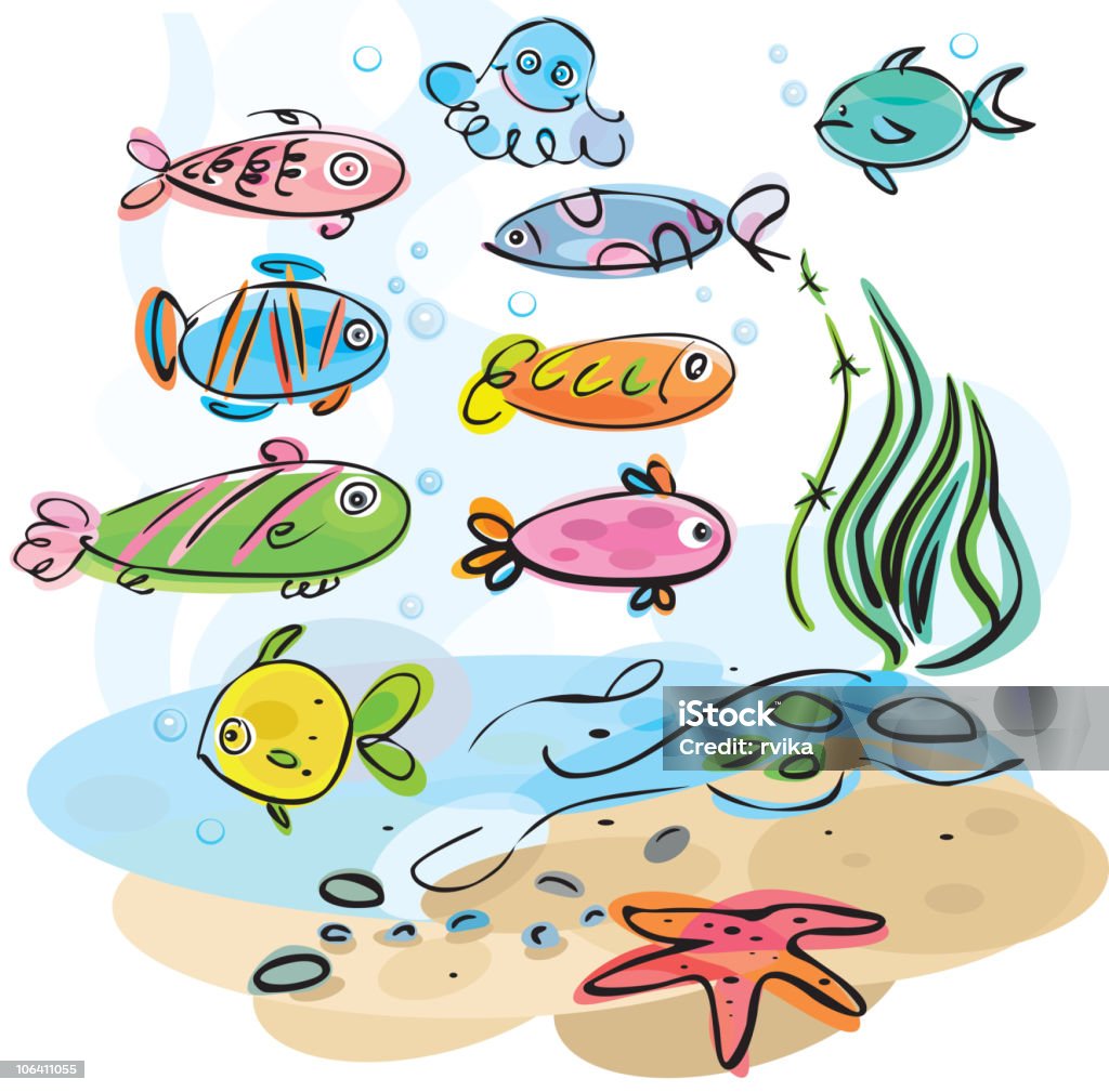 Красочные fishes underwater - Векторная графика Аквариум роялти-фри