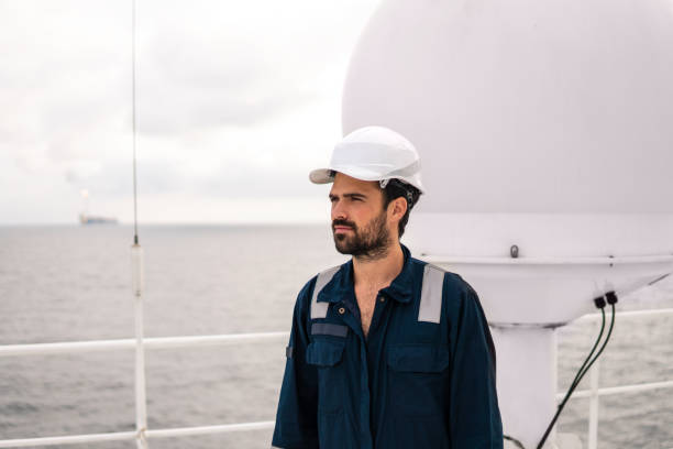 istock Service technician or serviceman near VSAT terminal 1064111870
