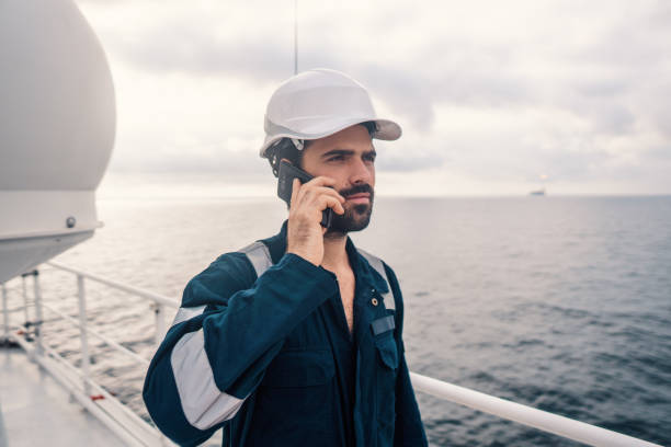 istock Marine Deck Officer or Chief mate on deck of vessel or ship 1064111956