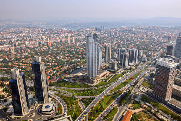 --터키 이스탄불 levent 비즈니스 지구 - istanbul bosphorus road street 뉴스 사진 이미지