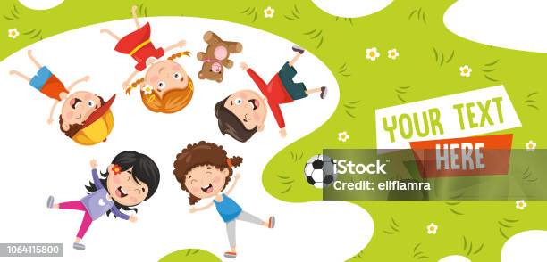 Vector Illustration Of Children Lying Stock Illustration - Download Image Now - Picnic, Teddy Bear, Activity