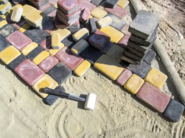istock Unfinished paving slabs - the workplace 1064116498