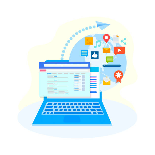 istock Online worldwide, internet social media marketing concep 1064121892