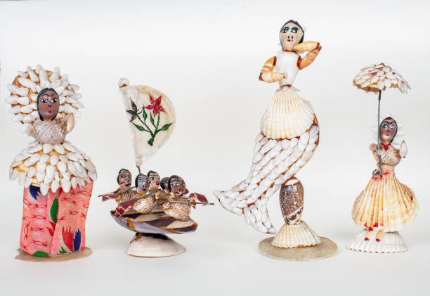 istock Vintage seashell dolls. Seashell Art 1064125040