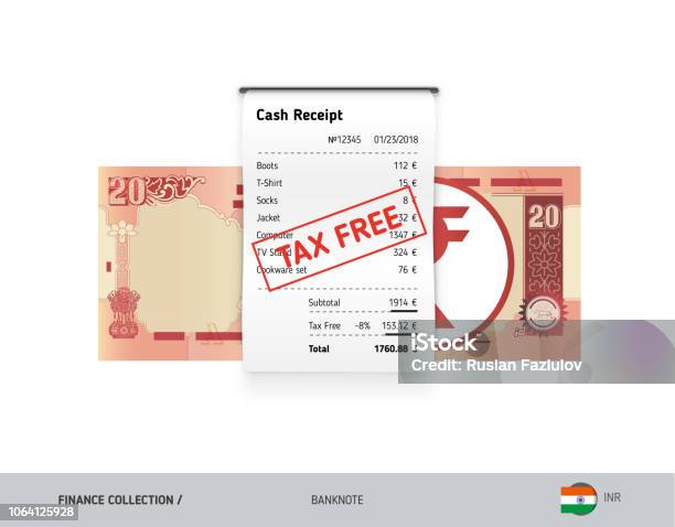 Indian Receipt Examples Receipt With 20 Indian Rupee Banknote Flat Style Sales Printed Shopping ...