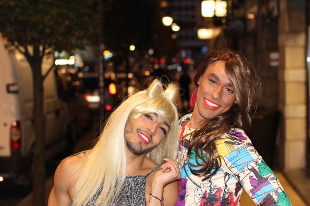 Two gorgeous transgender women at night.