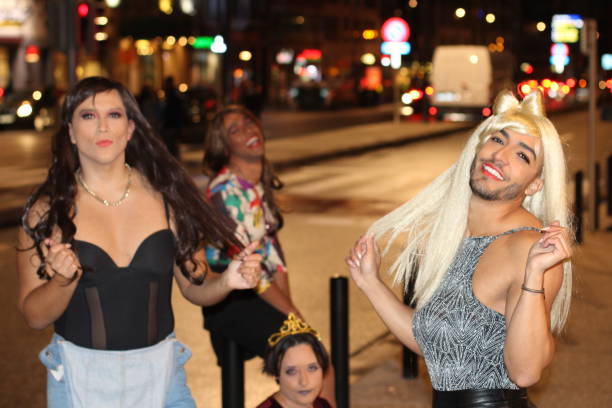 istock Group of transvestites at night 1064128284