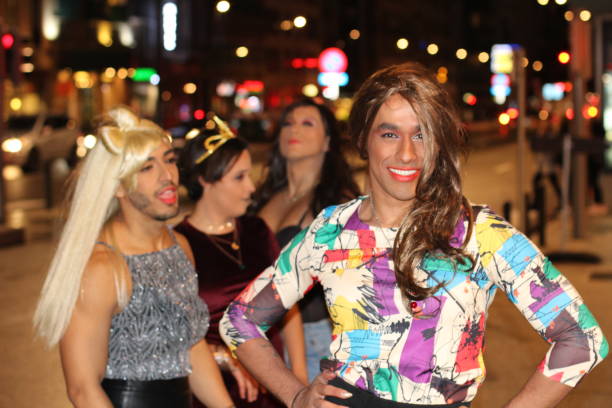 istock Group of transvestites at night 1064128306