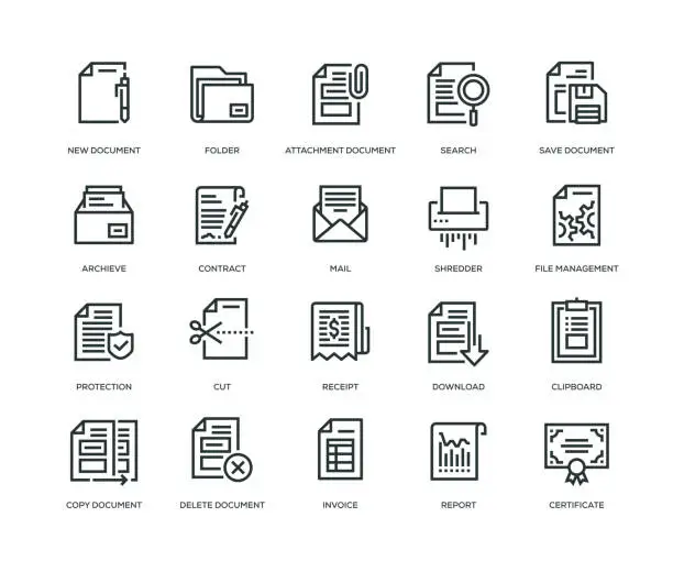 Vector illustration of Document Icons - Line Series