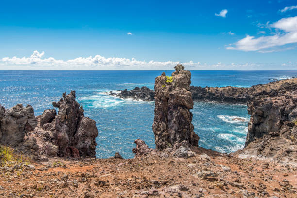 istock High angle view of Ana Kai Tangata cave bay 1064131682