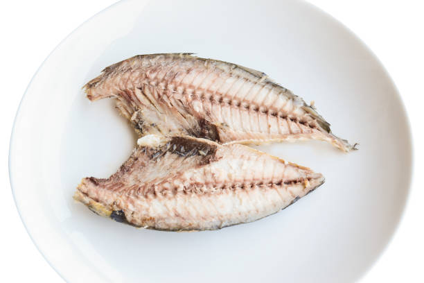 istock Mackerel fish meat in white dish on white Background 1064138862