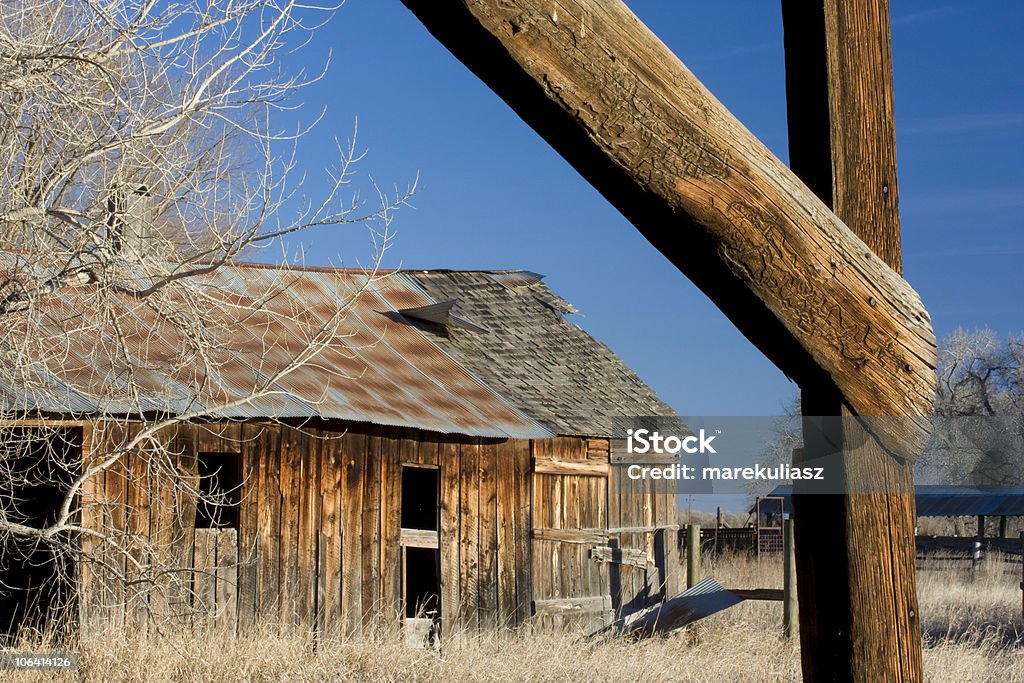 Abbandonato farm edifici nella parte settentrionale di Colorado - Foto stock royalty-free di Abbandonato