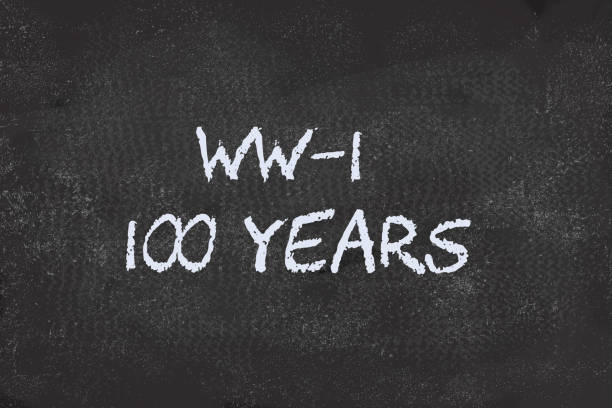 istock 100 years of World War 1 written on  black board 1064144676